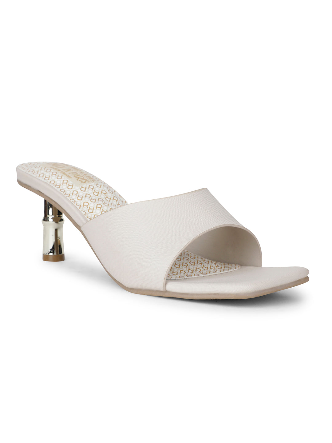 Bata Women Beige Kitten Heel Mule Sandal - Beige - View 1