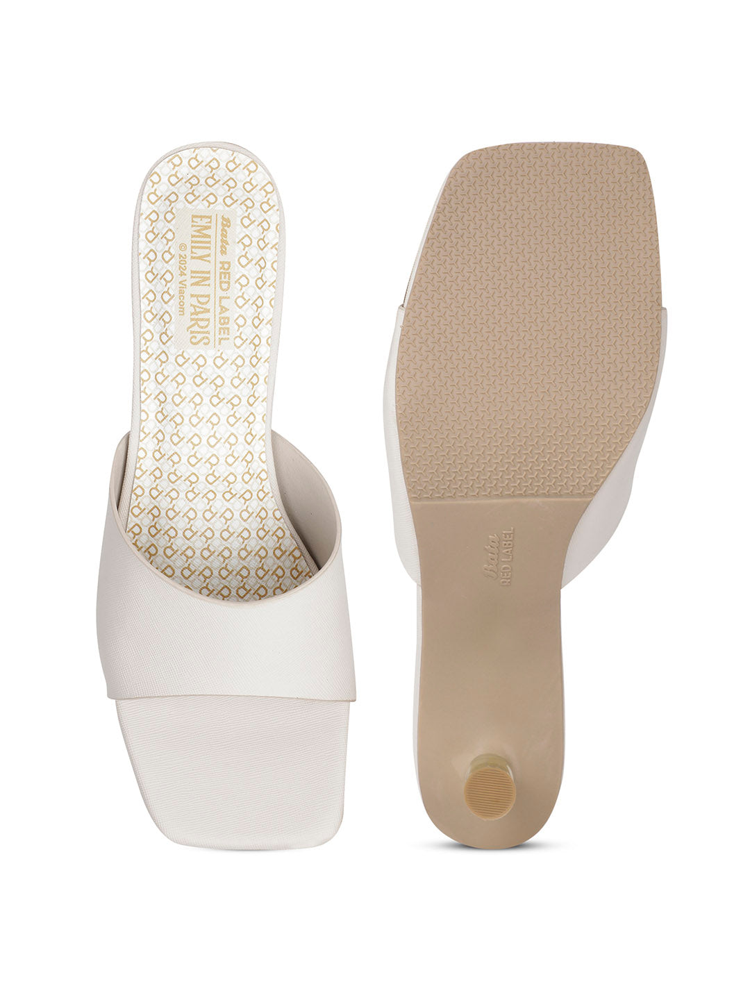 Bata Women Beige Kitten Heel Mule Sandal - Beige - View 4