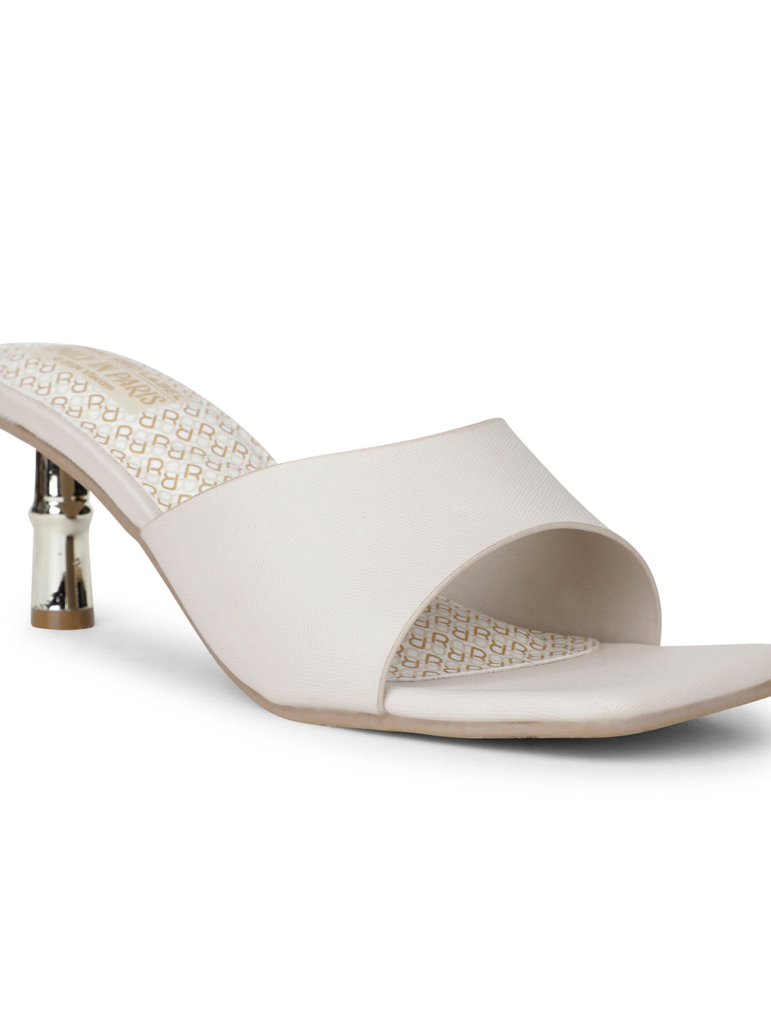 Bata Women Beige Kitten Heel Mule Sandal - Beige - View 5