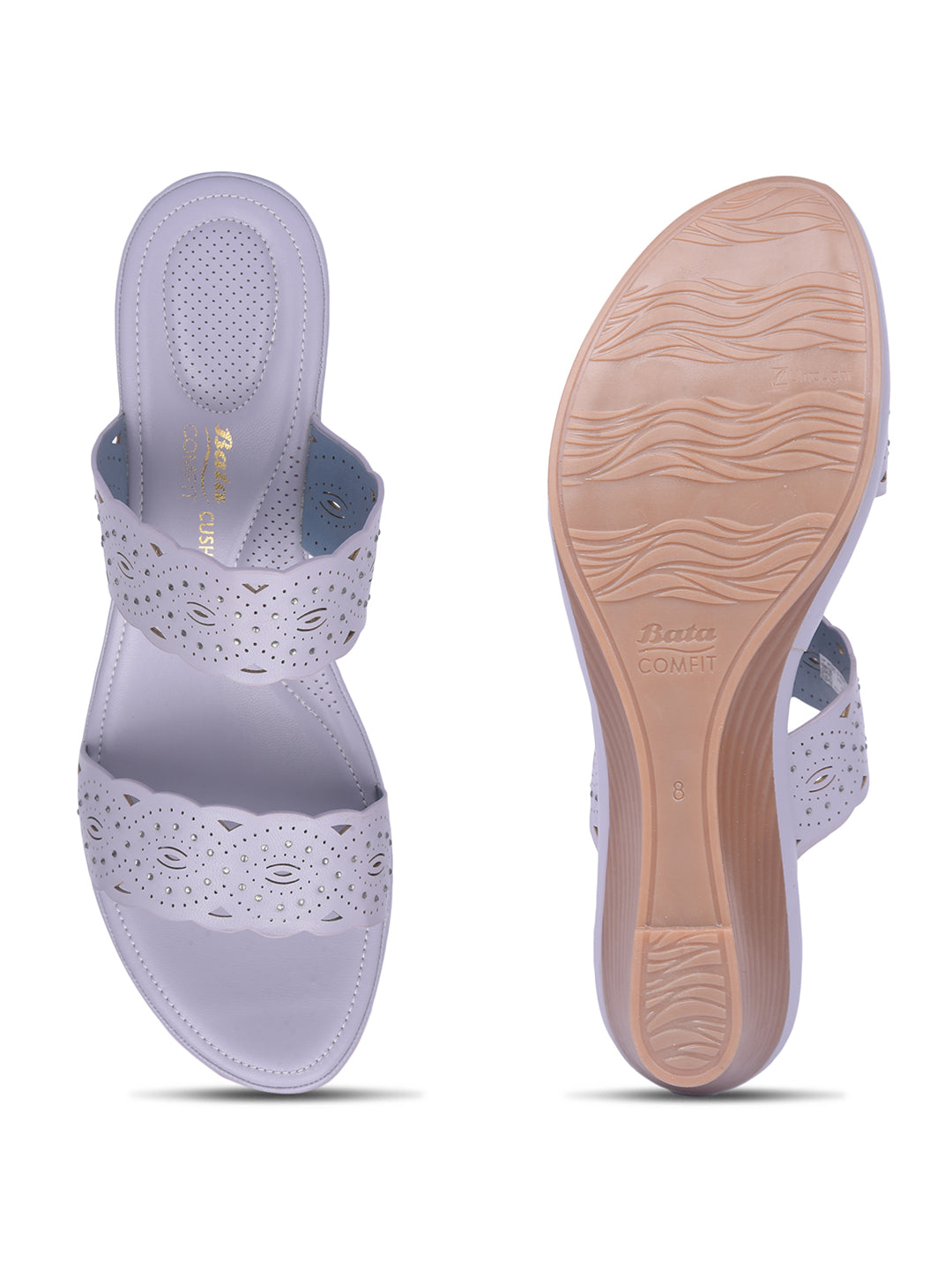 Bata Comfit Women Purple Wedge Heel Mule Sandal - Purple - View 4