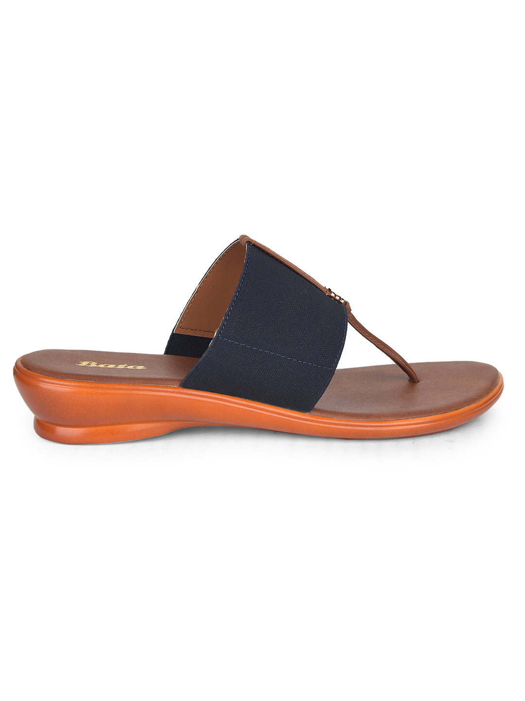 Bata Women Blue Wedge Heel Thong Sandal - Blue - View 2