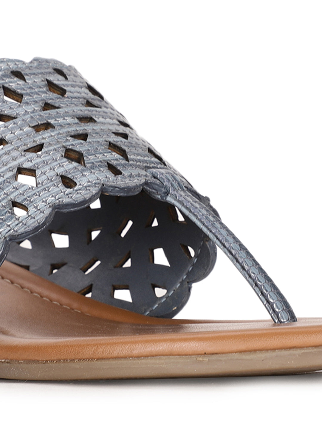 Bata Women's Blue T-Strap Wedge Heel Sandals - Blue