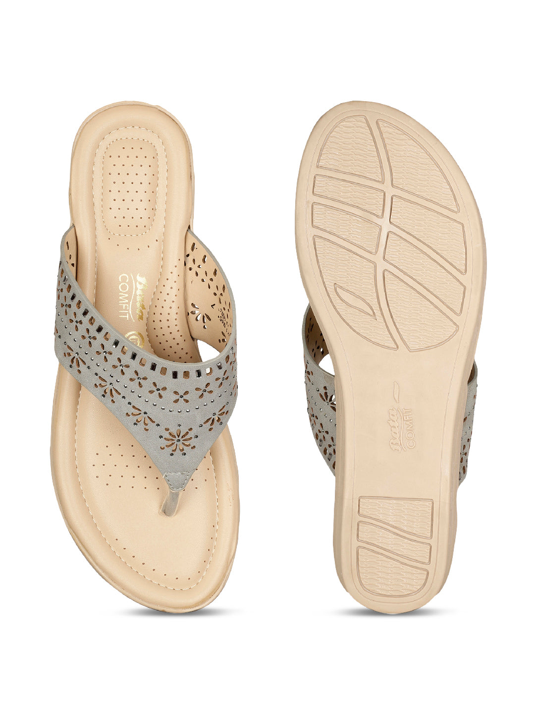 Bata Comfit Women Light Blue Wedge Heel Thong Sandal - Light Blue - View 4