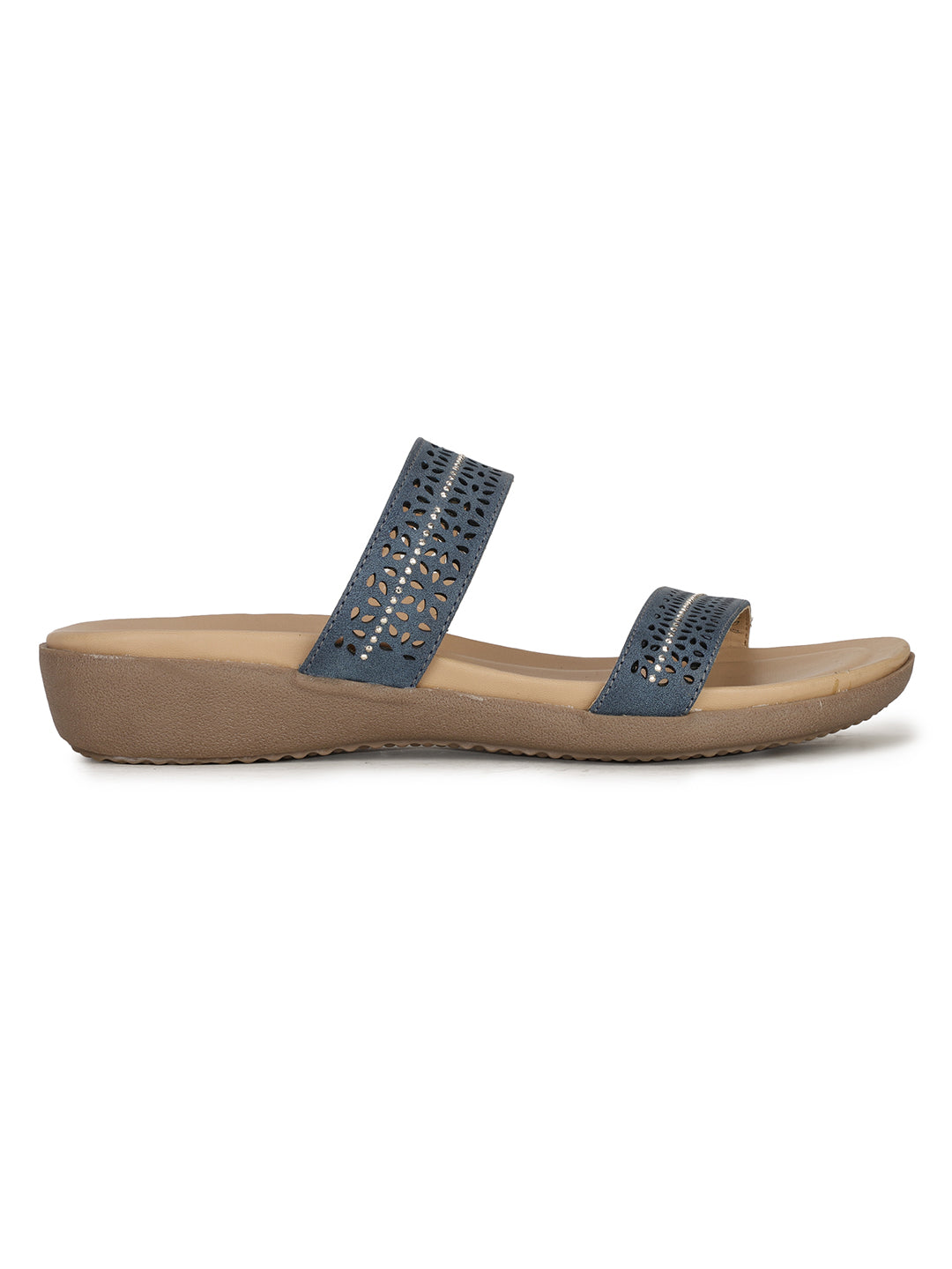 Bata Women's Blue Wedge Heel Mule Sandals - Blue