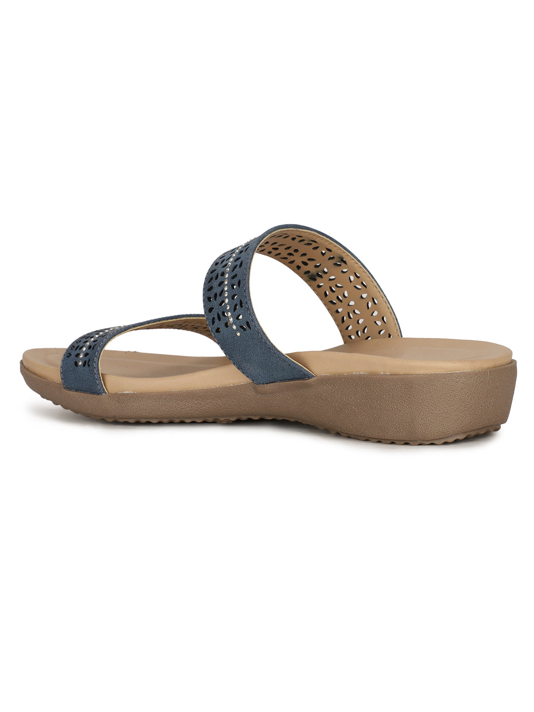 Bata Women's Blue Wedge Heel Mule Sandals - Blue