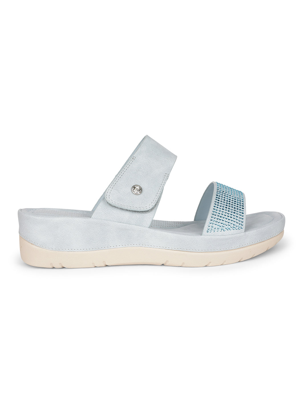 Bata Comfit Women Light Blue Wedge Heel Mule Sandal - Light Blue - View 2