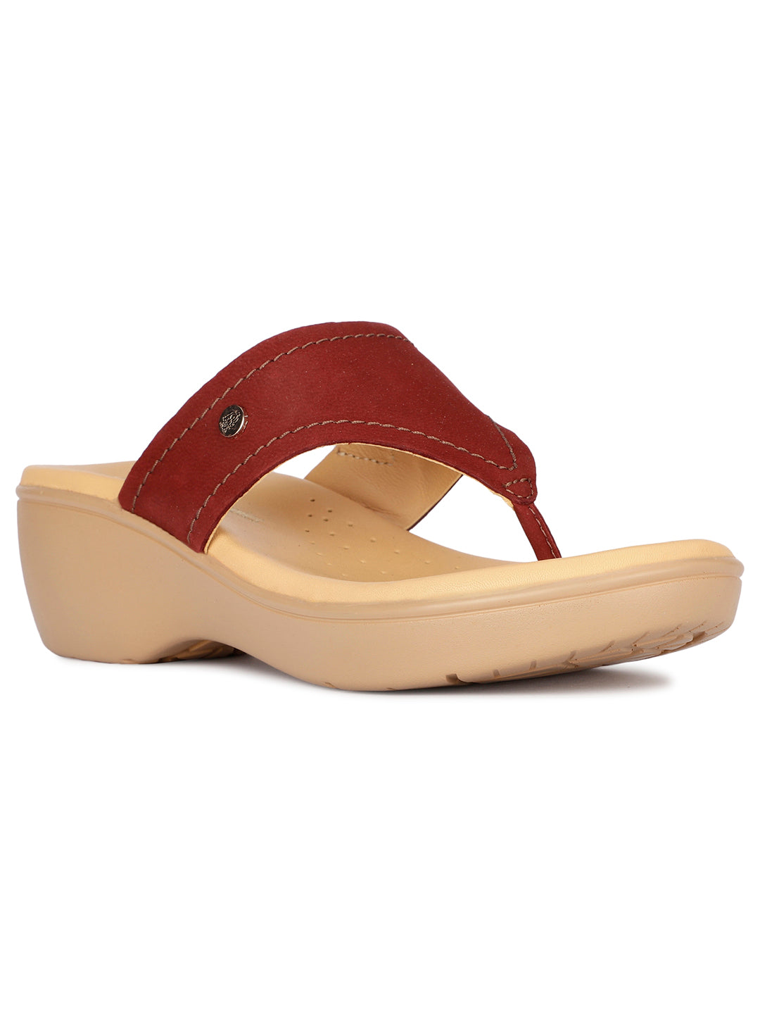 Hush Puppies Women Maroon Wedge Heel Thong Sandal - Maroon - View 1