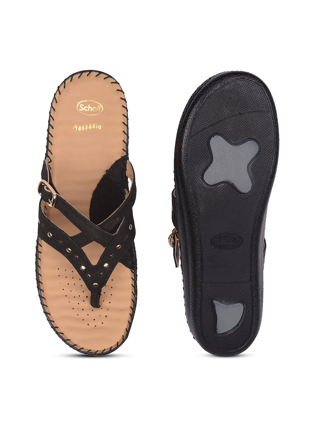 Scholl Women Black Wedge Heel Thong Sandal - Black - View 4