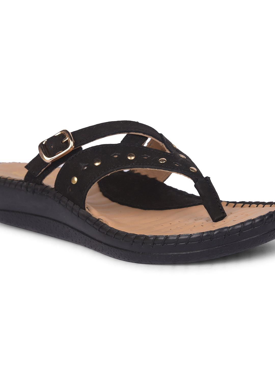 Scholl Women Black Wedge Heel Thong Sandal - Black - View 5
