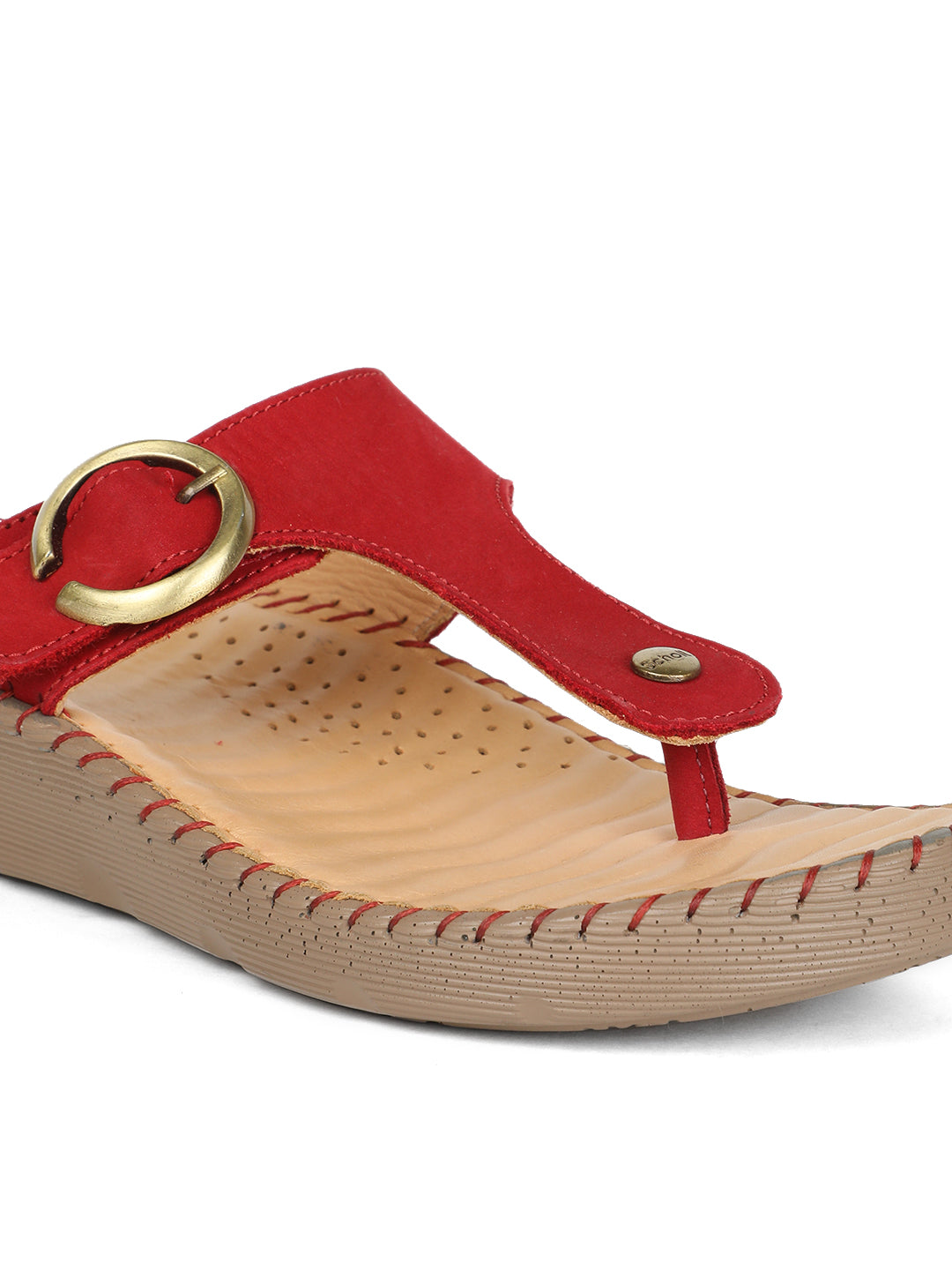 Scholl Women Red Wedge Heel Thong Sandal - Red - View 5