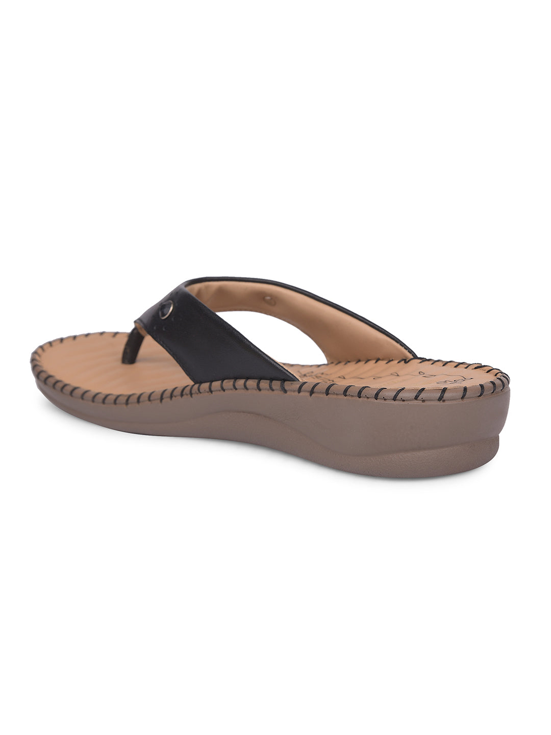 Scholl Women Black Wedge Heel Thong Sandal - Black - View 3