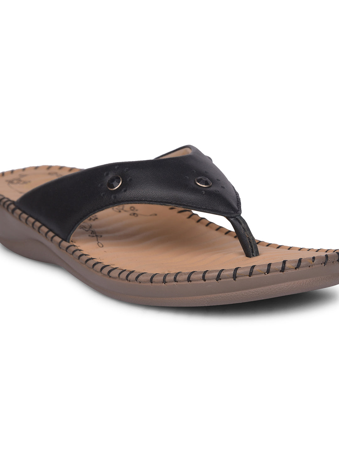 Scholl Women Black Wedge Heel Thong Sandal - Black - View 5