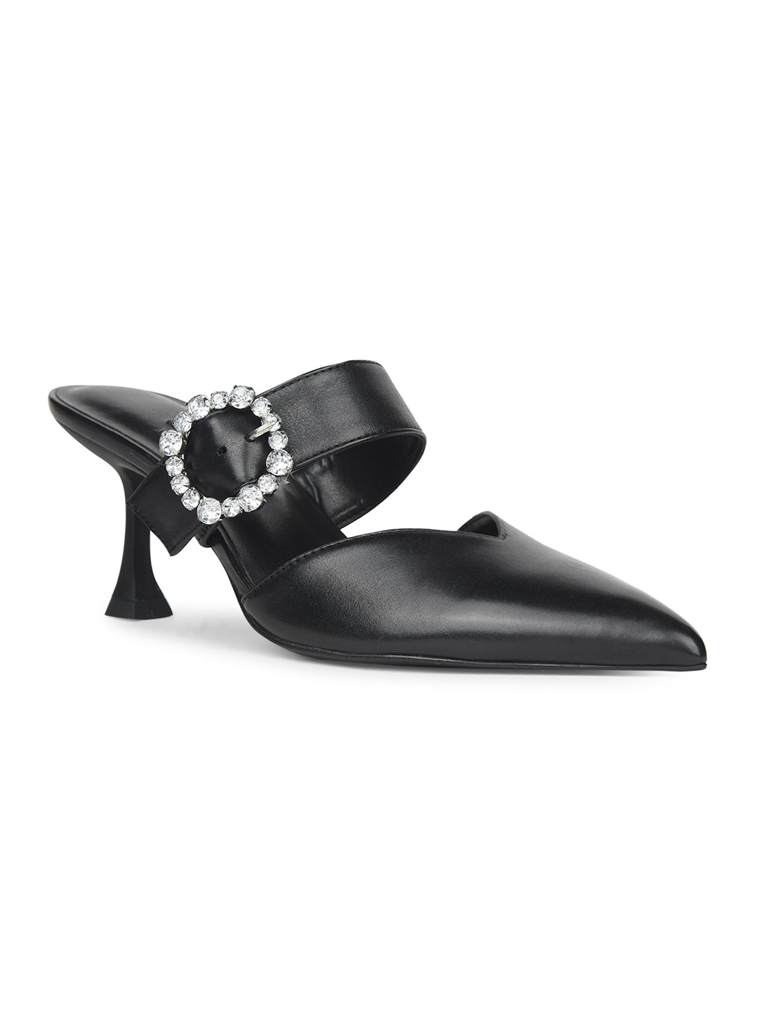 Nine West Women Pointed-Toe Kitten Heel Mule Sandal - Black - View 1