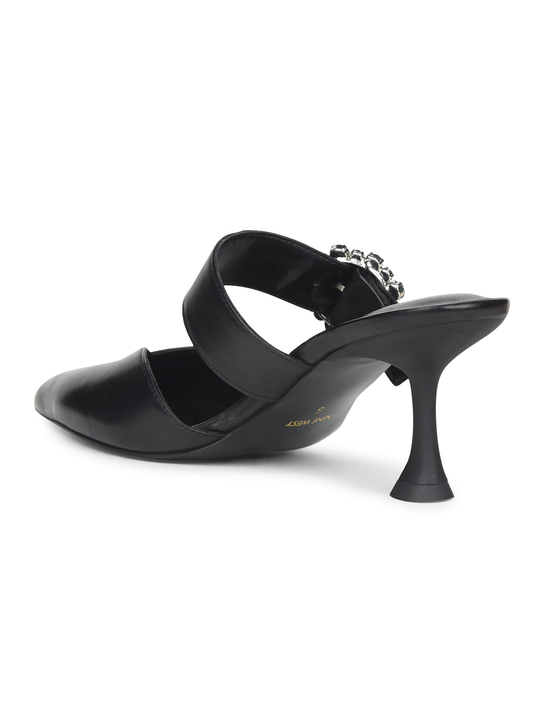 Nine West Women Pointed-Toe Kitten Heel Mule Sandal - Black - View 3