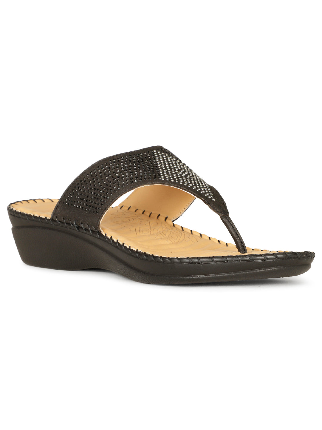 Scholl Women Black Wedge Heel Thong Sandal - Black - View 1