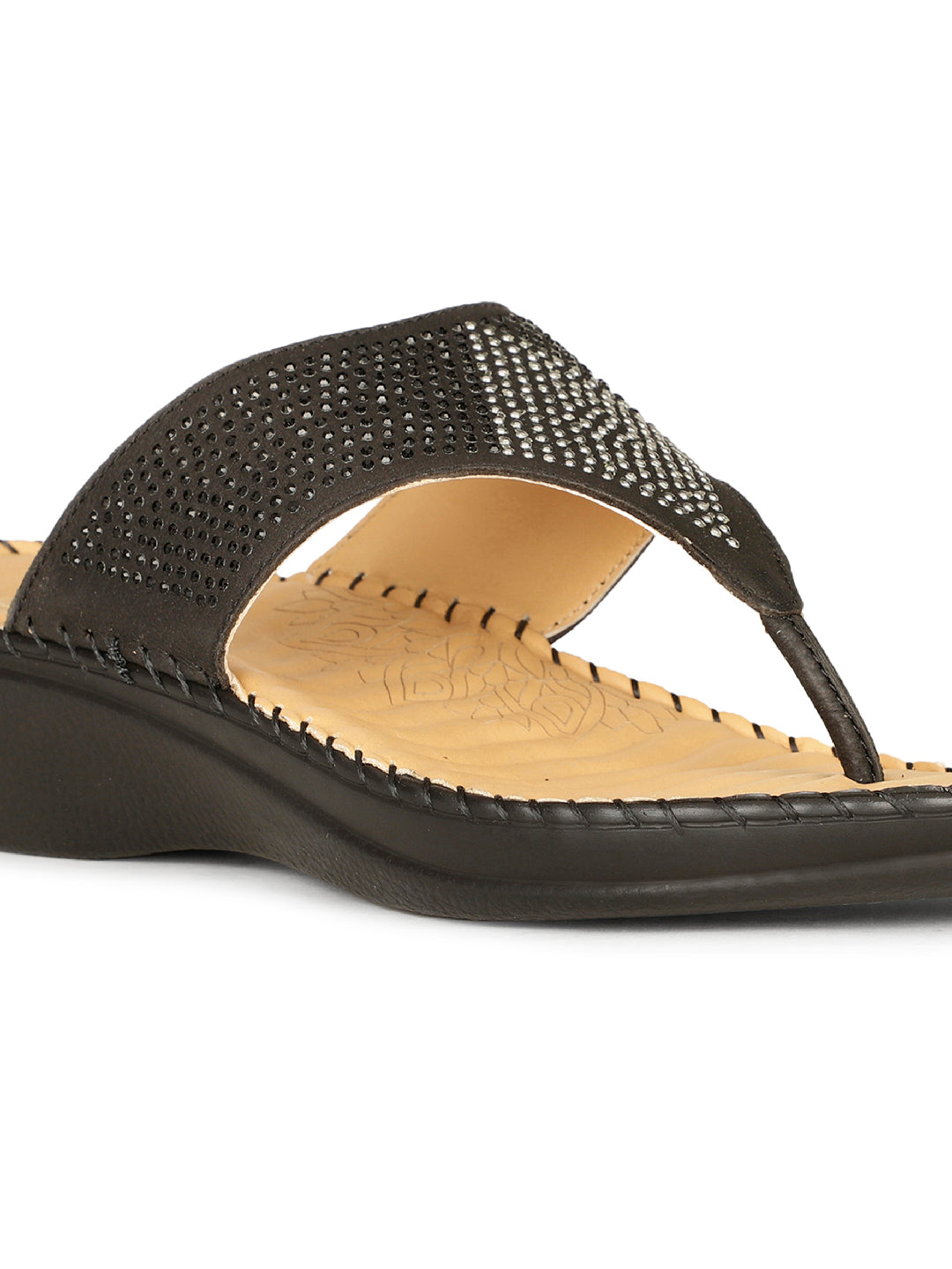 Scholl Women Black Wedge Heel Thong Sandal - Black - View 5
