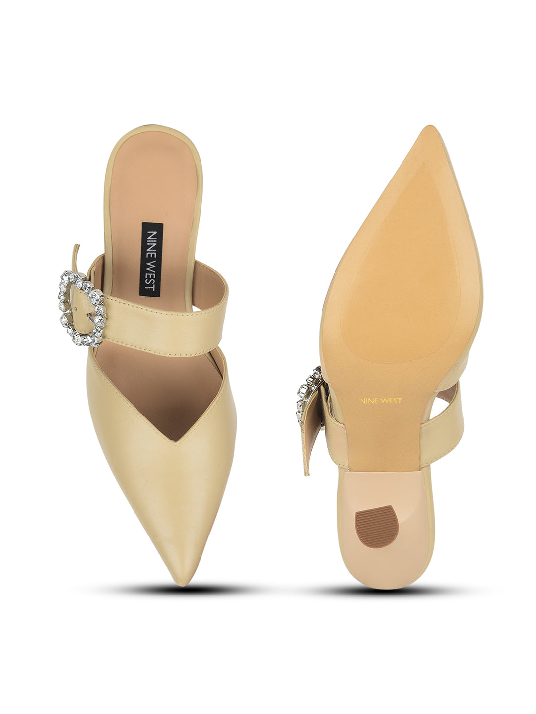 Nine West Women Pointed-Toe Kitten Heel Mule Sandal - Beige - View 1