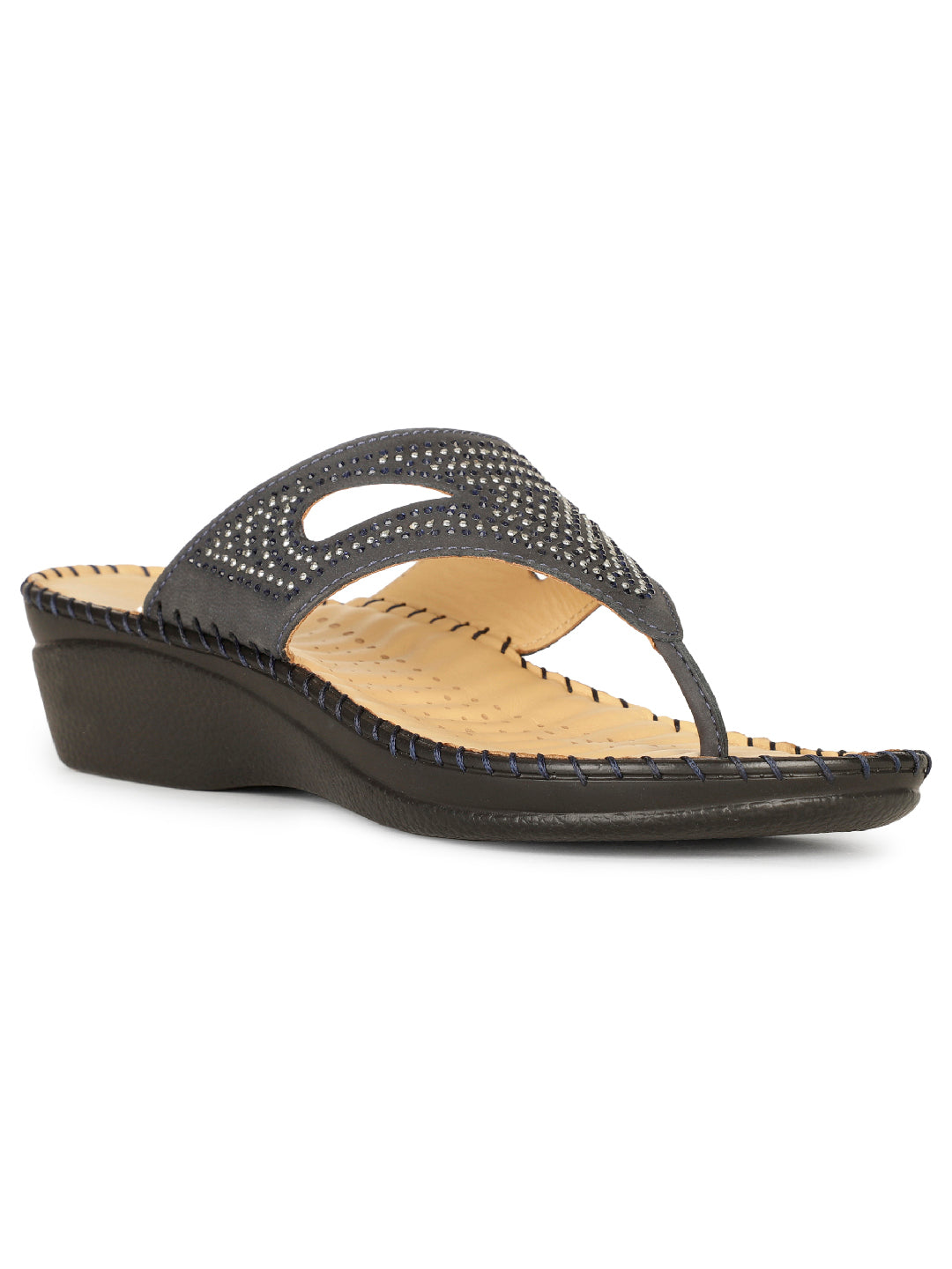 Scholl Women Blue Wedge Heel Thong Sandal - Blue - View 1