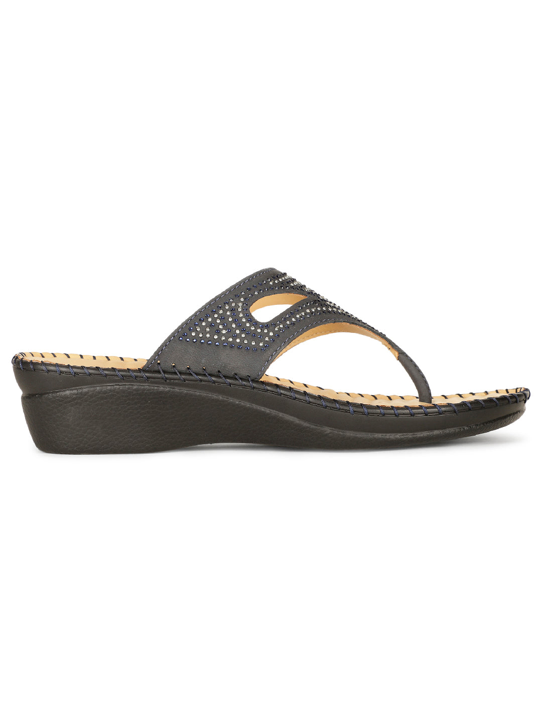 Scholl Women Blue Wedge Heel Thong Sandal - Blue - View 2