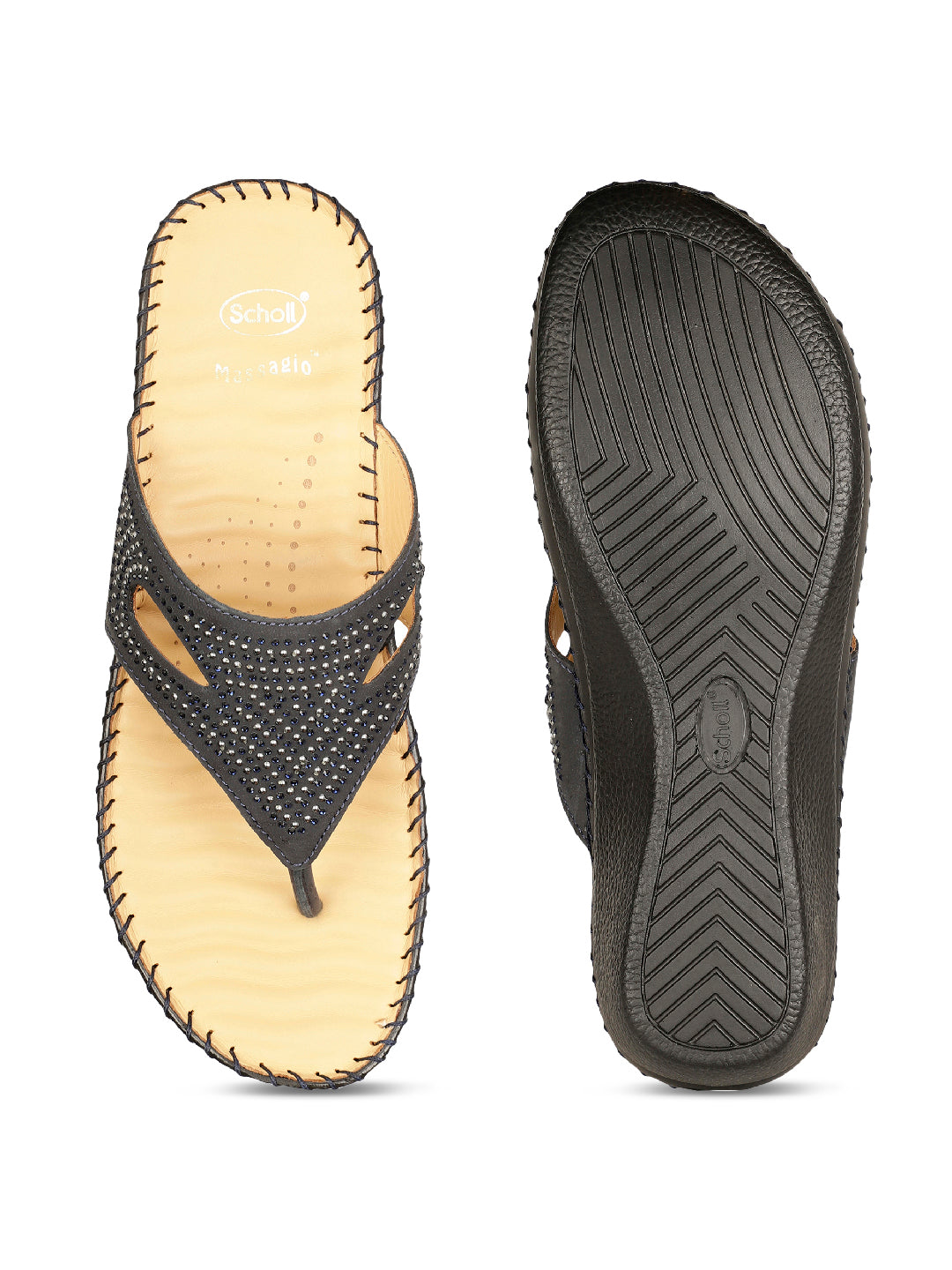 Scholl Women Blue Wedge Heel Thong Sandal - Blue - View 4