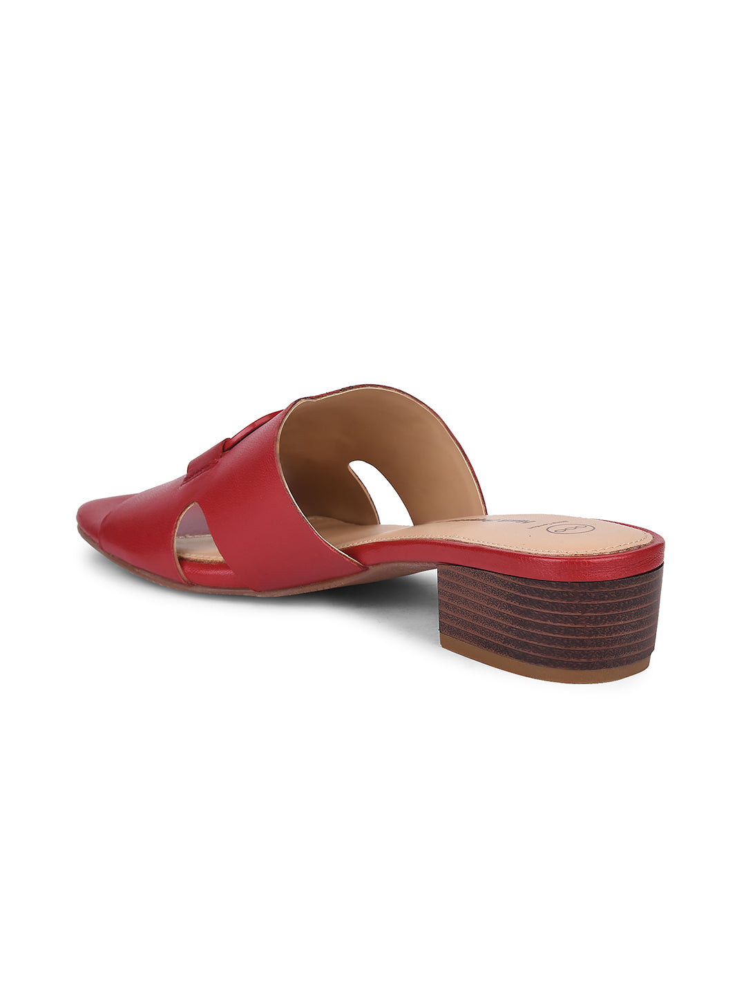 Hush Puppies Women Red Block Heel Mule Sandal - Red - View 3