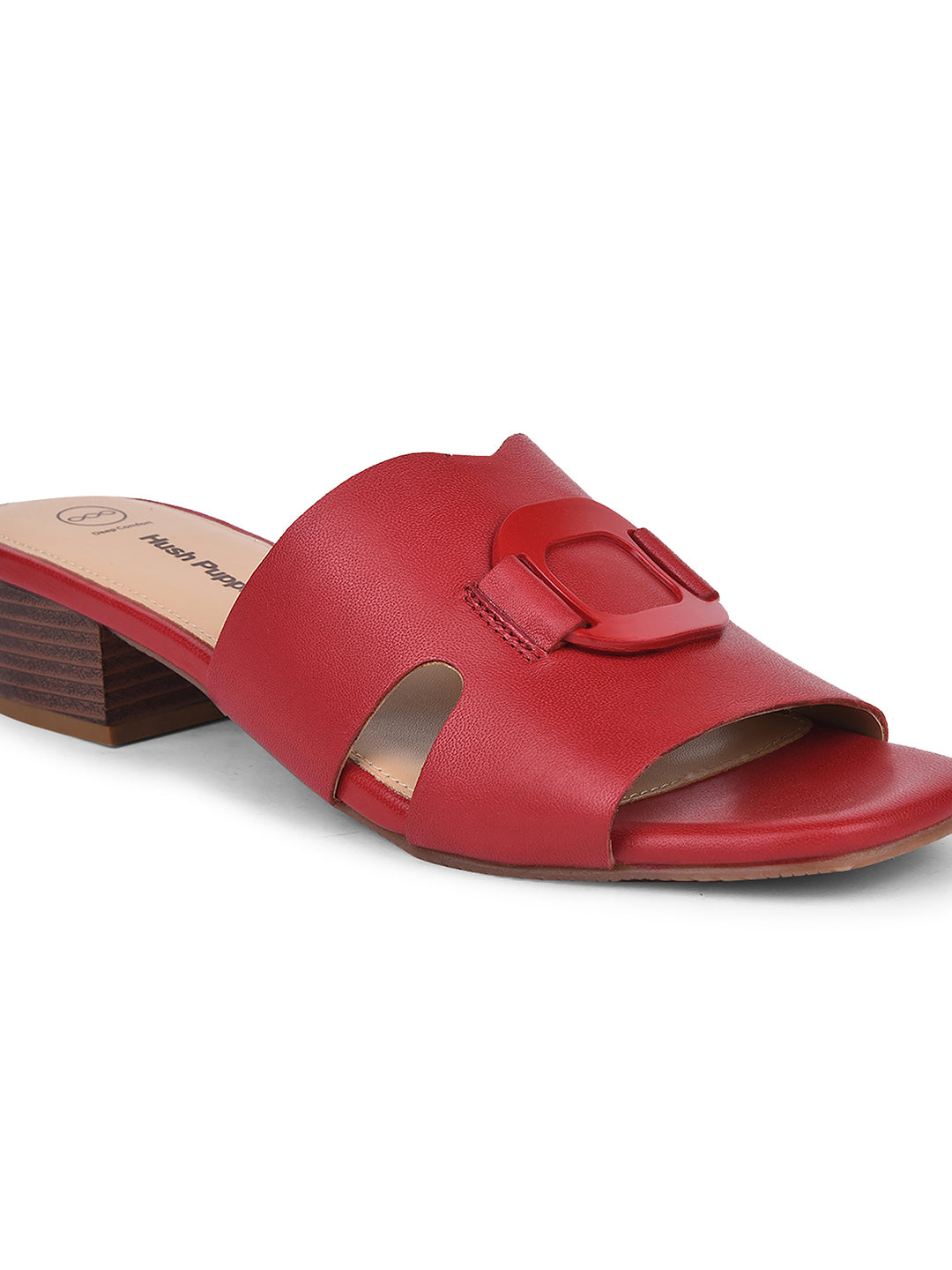 Hush Puppies Women Red Block Heel Mule Sandal - Red - View 5