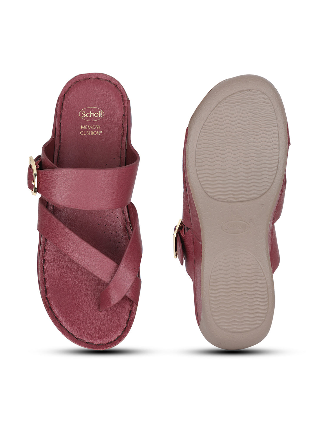 Scholl Women Red Wedge Heel Toe Ring Sandal - Red - View 4