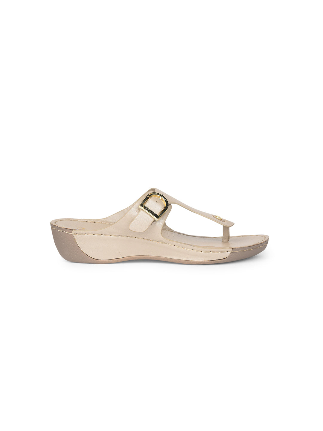 Scholl Women Gold Wedge Heel Thong Sandal - Gold - View 2
