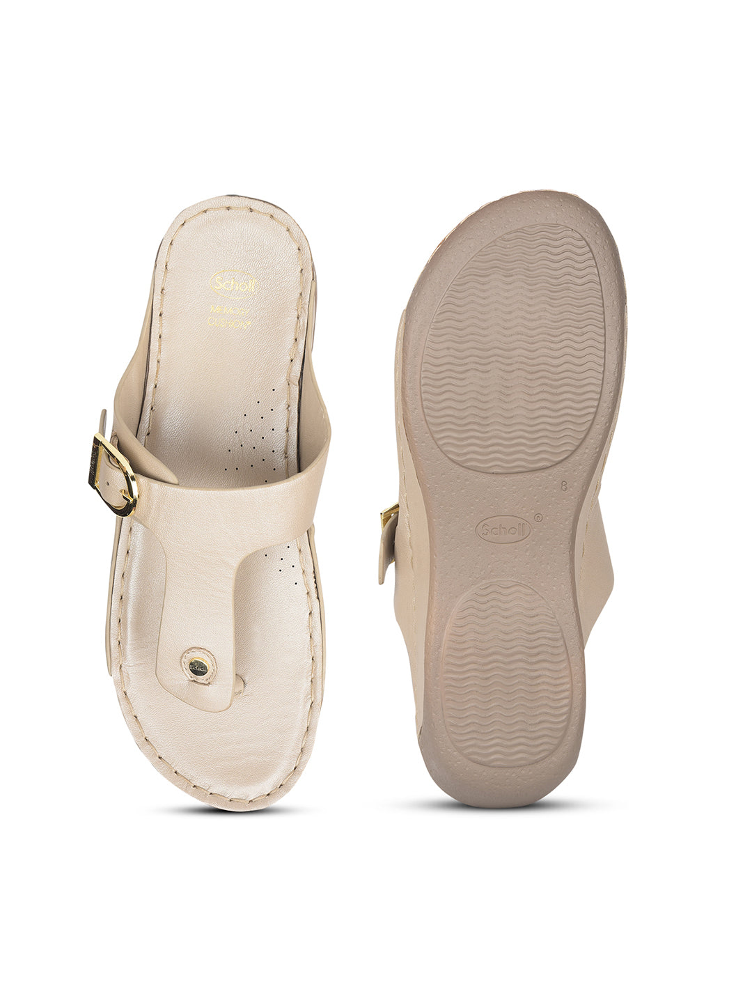 Scholl Women Gold Wedge Heel Thong Sandal - Gold - View 4