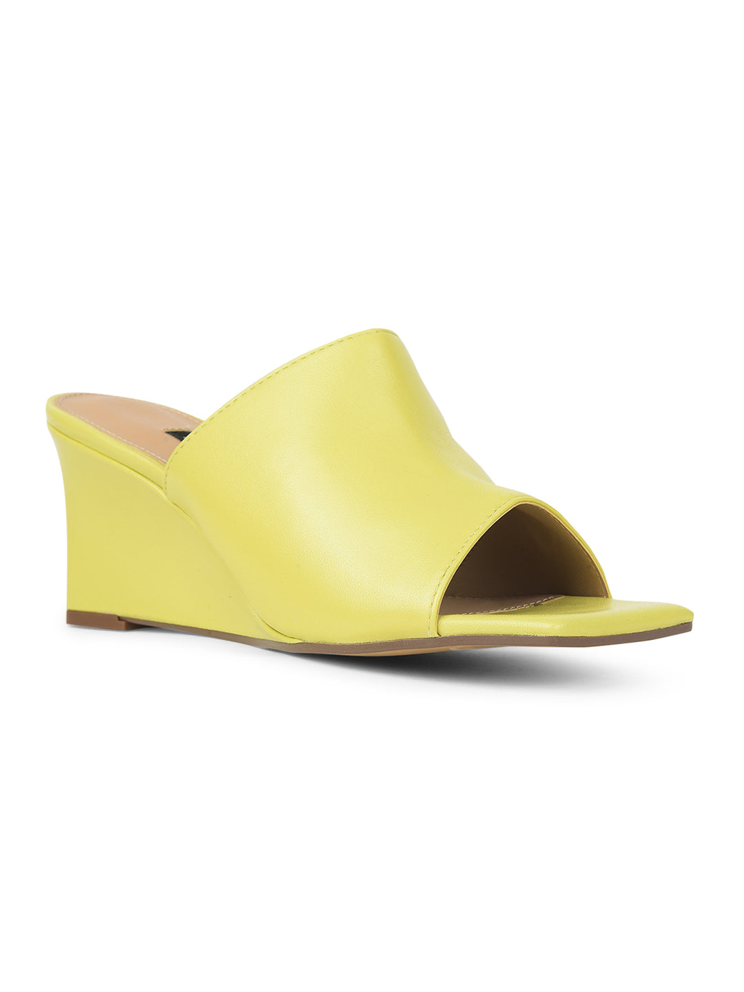 Nine West Women Wedge Heel Mule Sandal - Yellow - View 1
