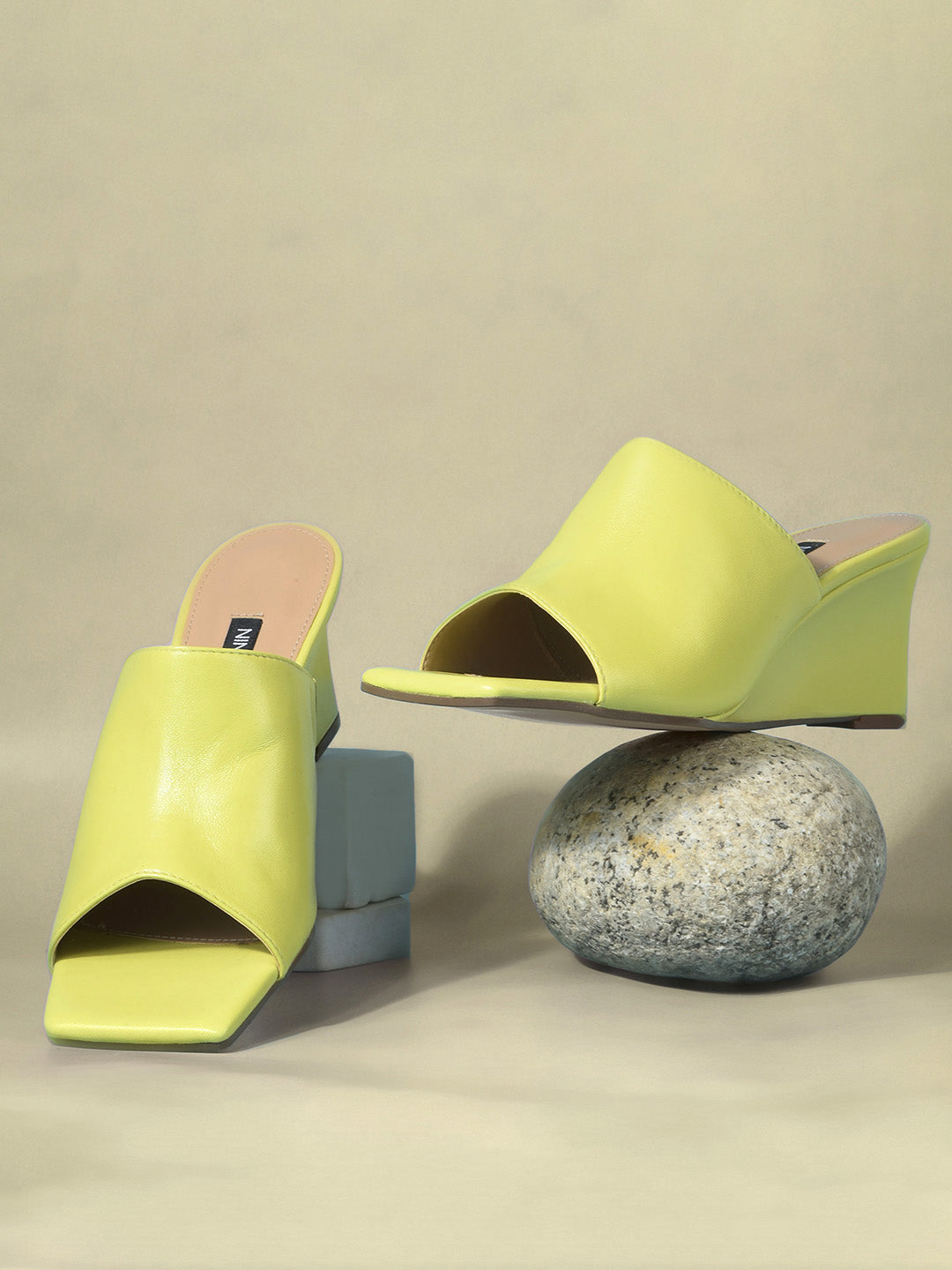 Nine West Women Wedge Heel Mule Sandal - Yellow - View 6