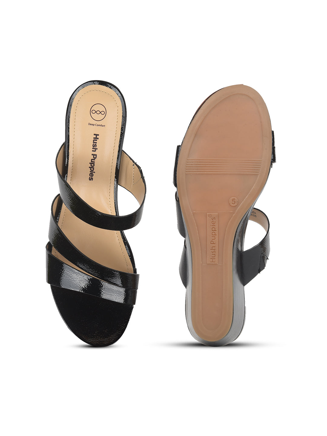 Hush Puppies Women Black Wedge Heel Mule Sandal - Black - View 4
