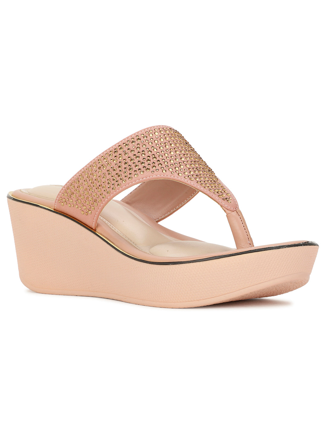 Bata Women Wedge Heel Thong Sandal - Nude - View 1