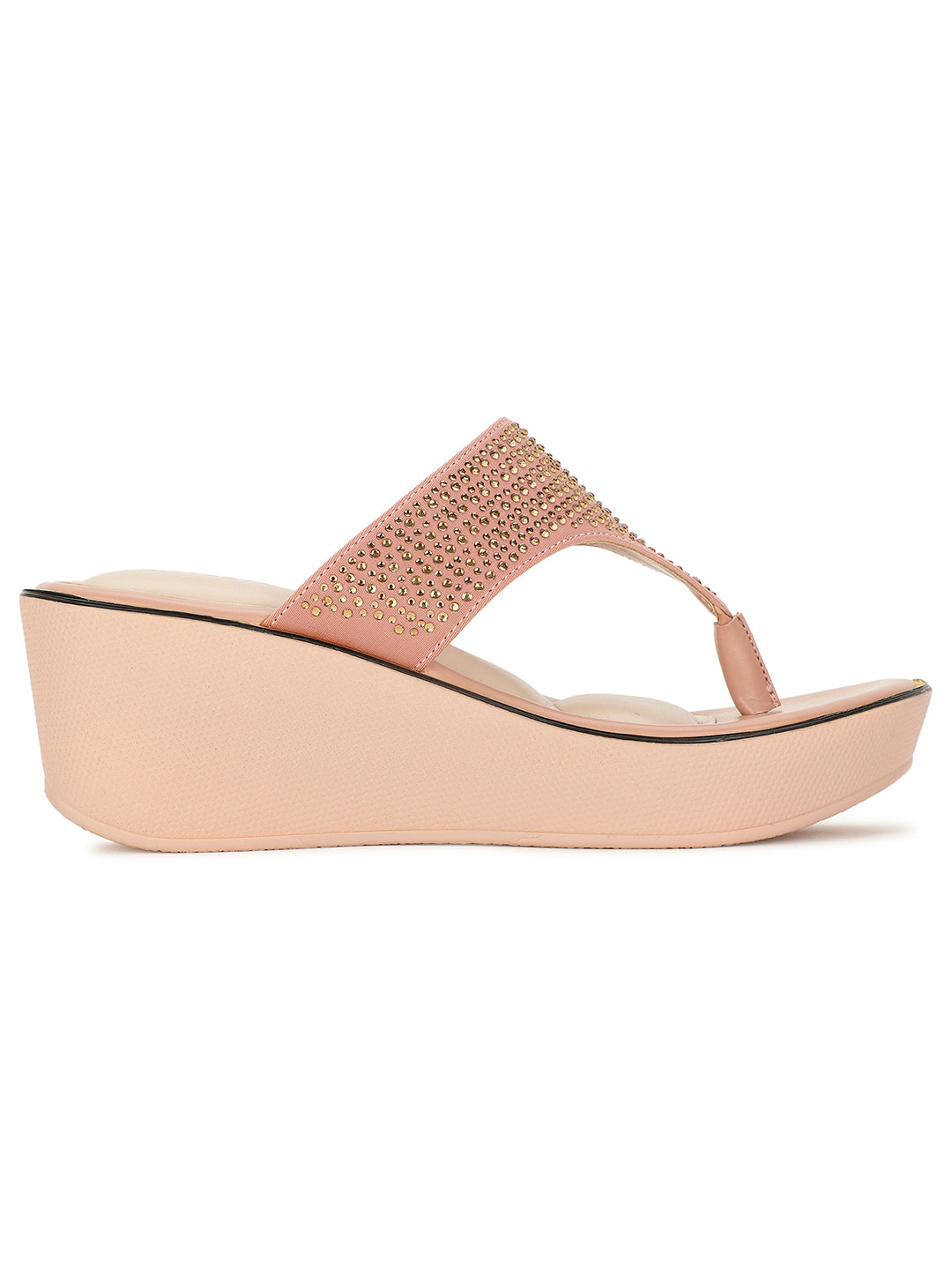 Bata Women Wedge Heel Thong Sandal - Nude - View 2