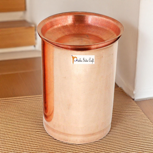 Pure copper glass tumbler with Cap (300ml) | PRISHA INDIA CRAFT
