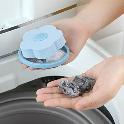 Flower-Shaped Washing Machine Floating Lint Mesh Bag Hair & Debris Removal Filter Net (Pack of 2)