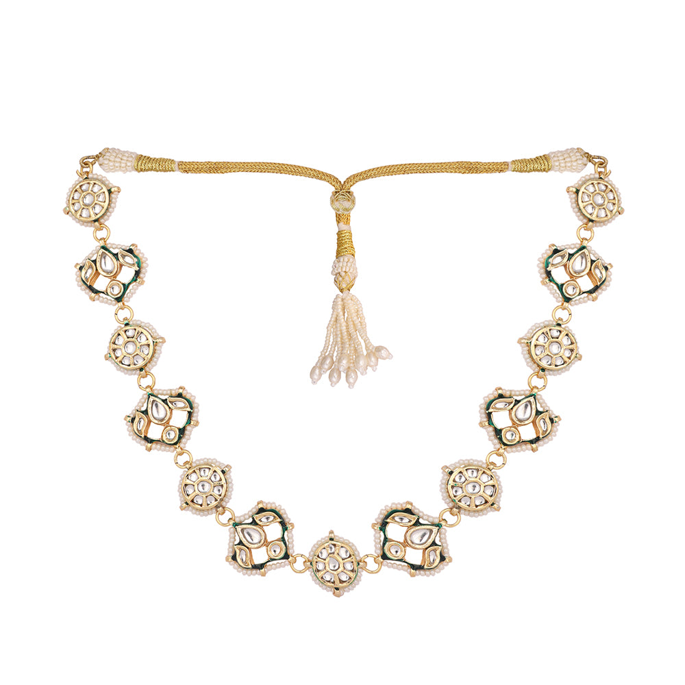 22K Gold Plated Kundan Ornate Royal Necklace