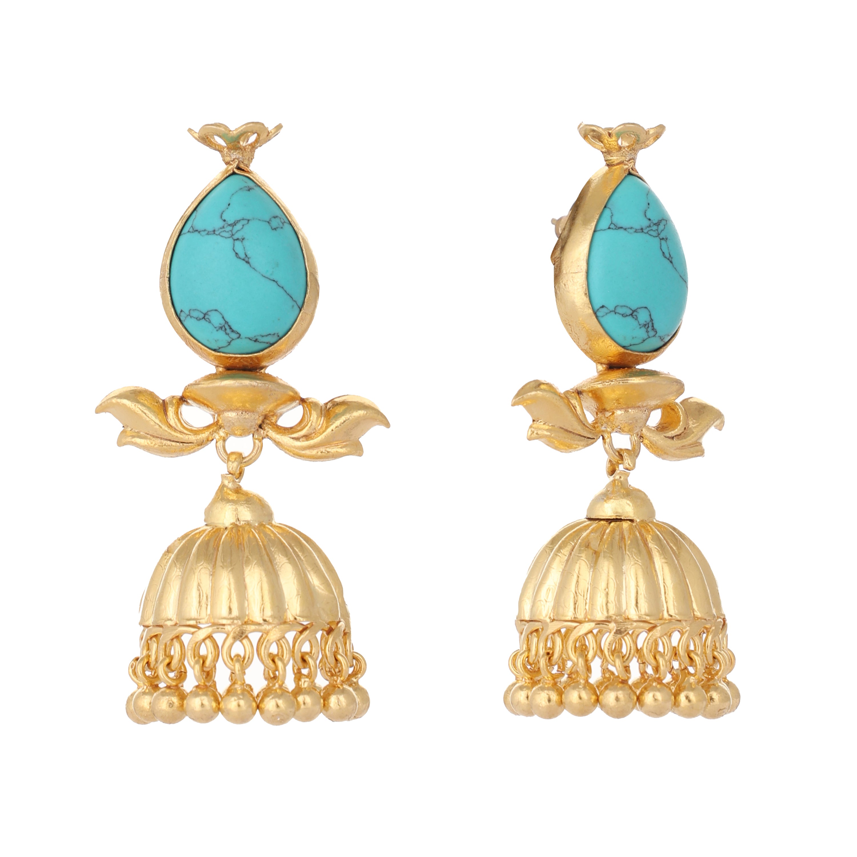 22K Gold Plated Turquoise Jhumki