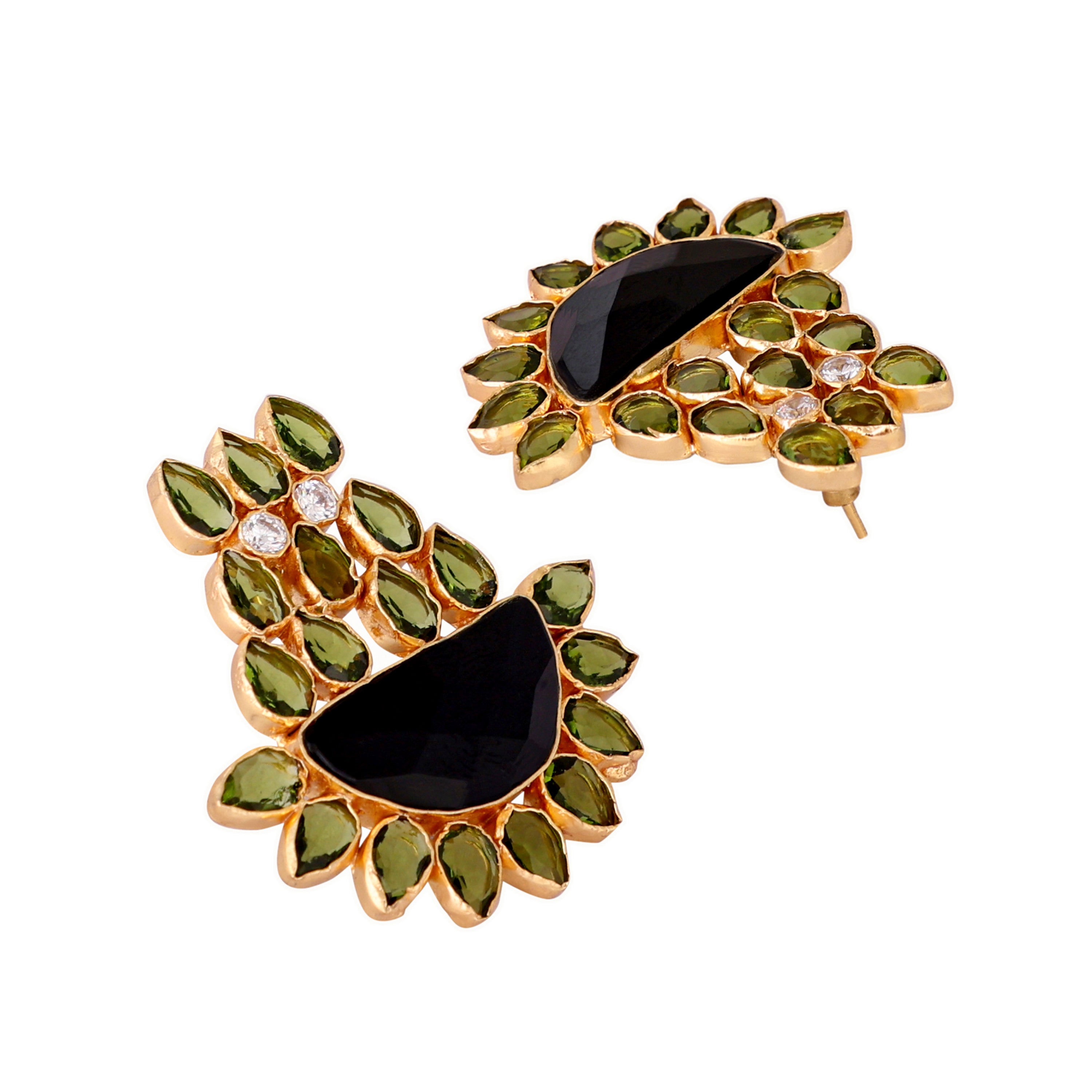 22K Gold Plated Dark Crystal Stud Earrings
