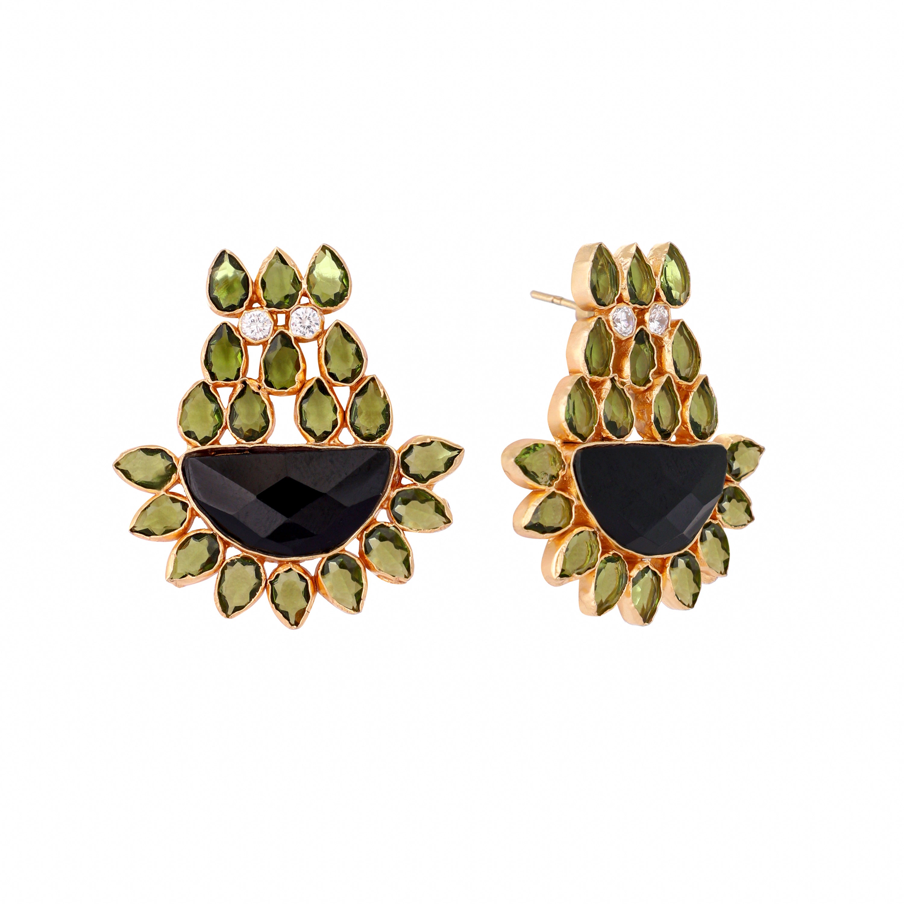 22K Gold Plated Dark Crystal Stud Earrings