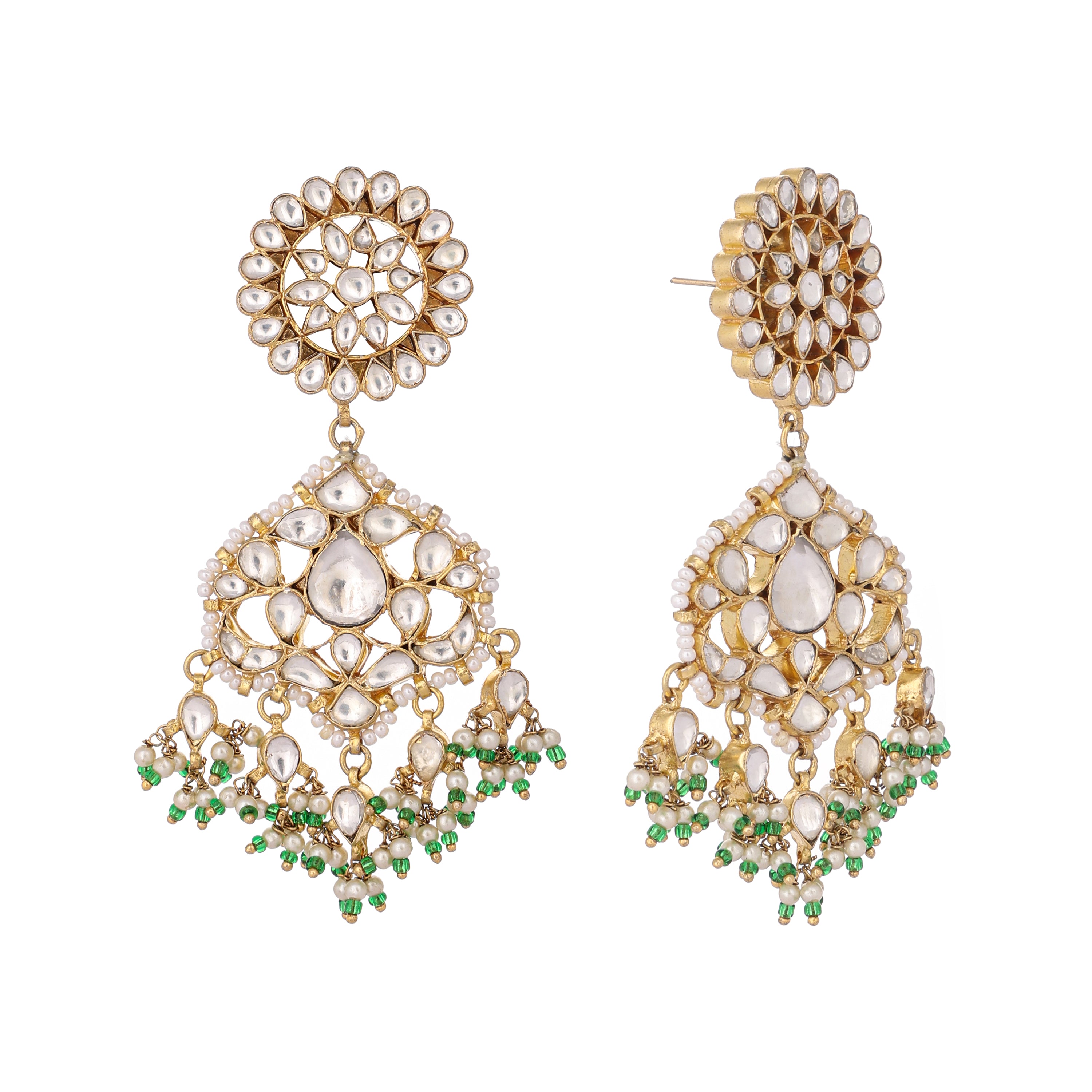 22K Gold Plated Traditional Kundan Dangler