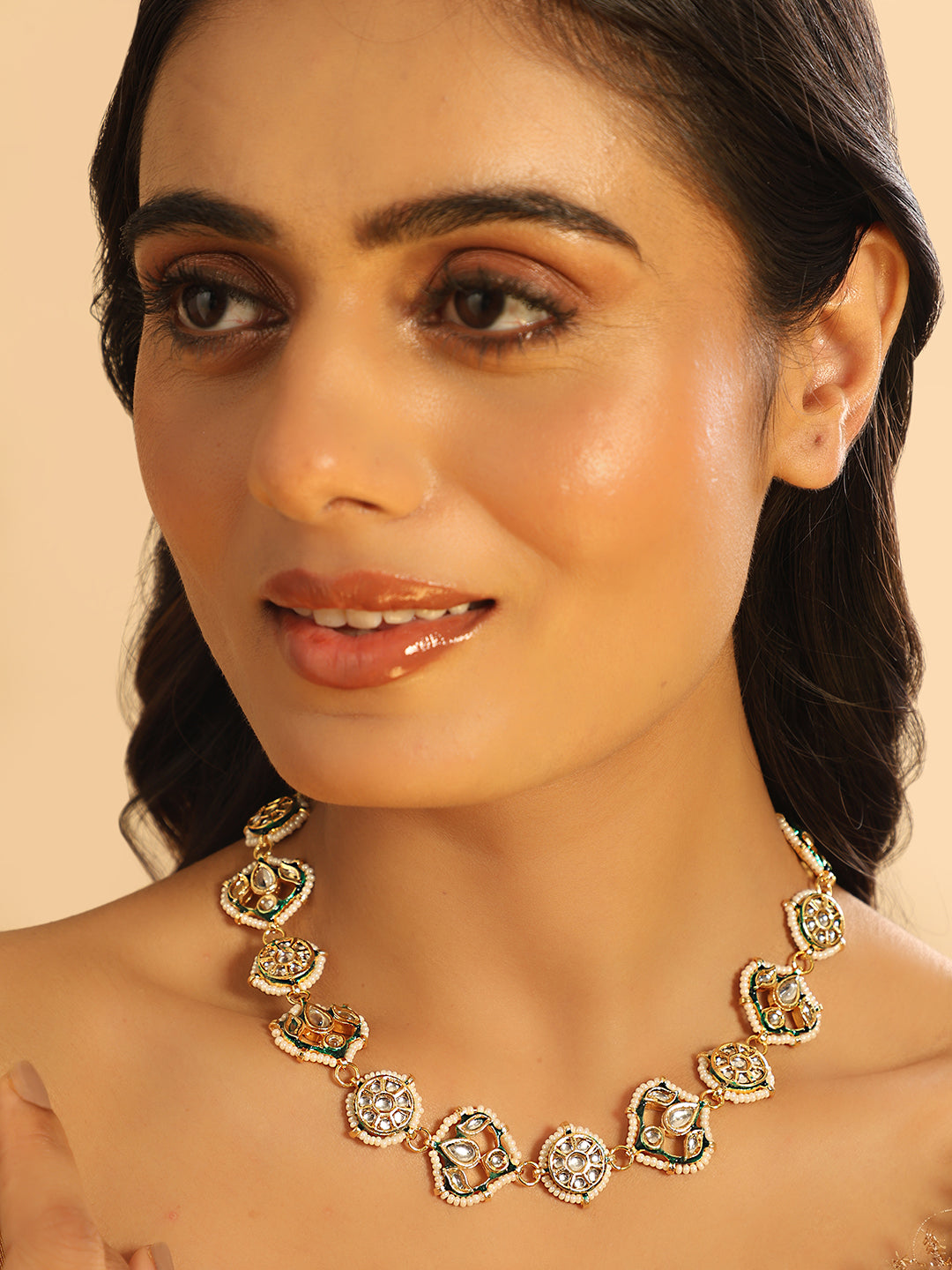 22K Gold Plated Kundan Ornate Royal Necklace