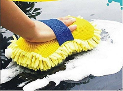 Microfiber Car Washing Sponge & Brush Combo Scratch-Free Cleaning Tool for Car, Bike & Home Soft Wash & Dry Duster for Shine and Care