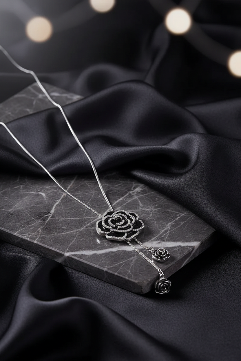 Adjustable Rose Pendant Necklace for Girls & Women SUPER