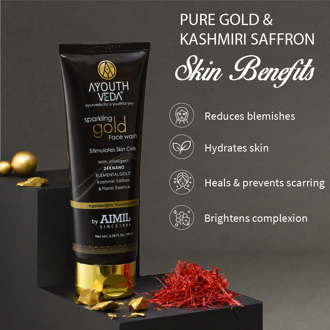 Ayouthveda Sparking Gold Face Wash Pack of 2 (100 ml) Aimil Ayouthveda