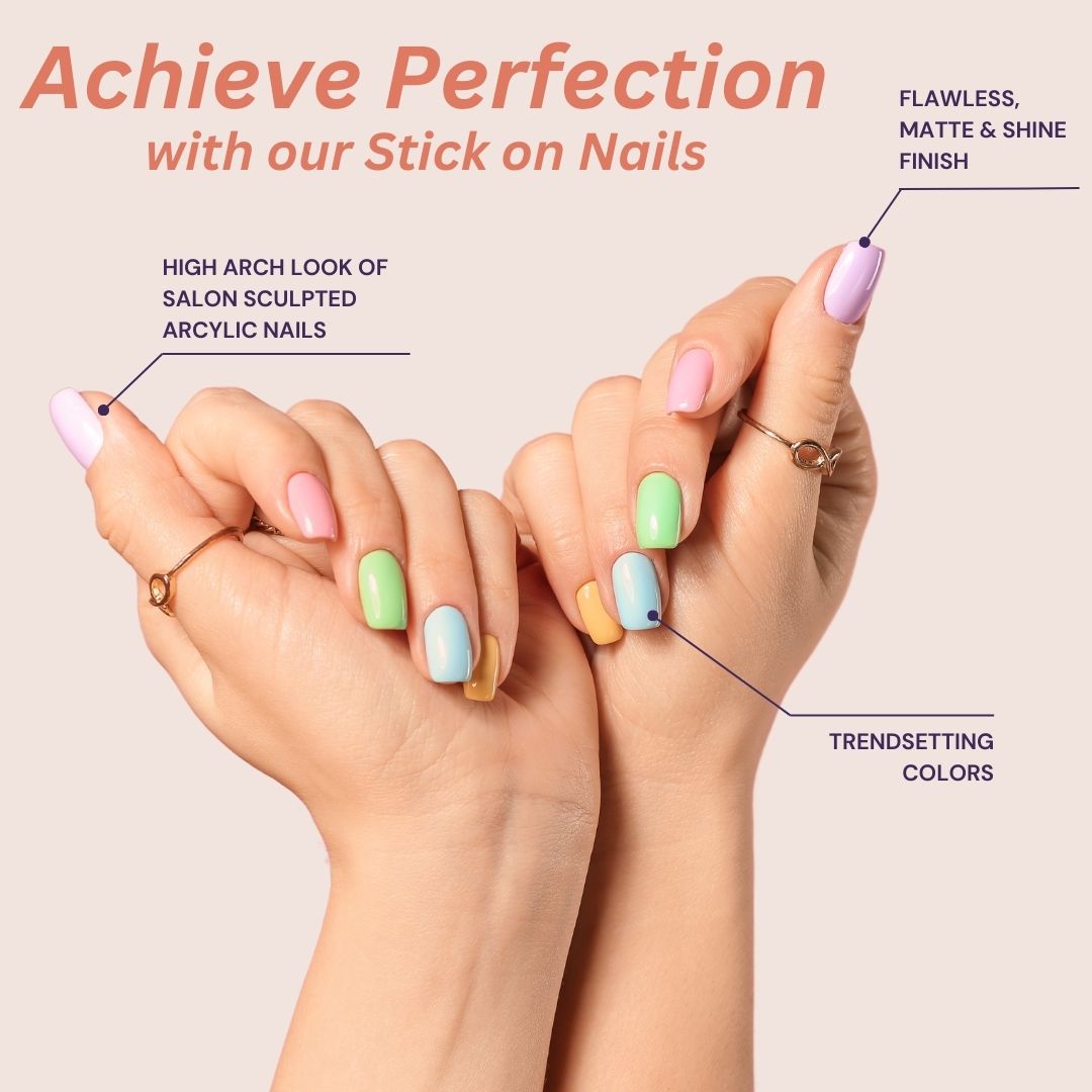 Sanfe Instant Press On Nails - Brown Chrome | 24 Reusable Artificial Fake Nail Set/Extensions | Quick, Lightweight, Salon Look, Lasts upto 3 weeks | For Festivals & Special Occasions