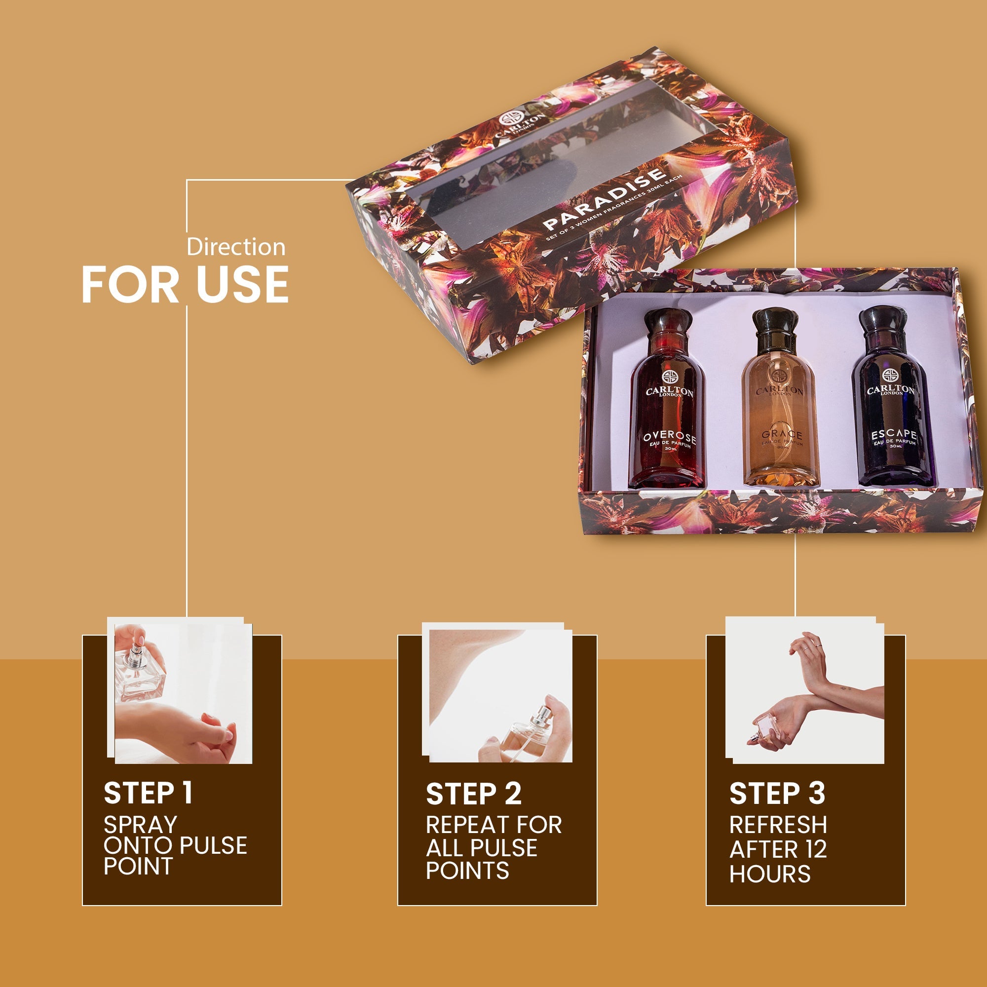 Carlton London Women Paradise Gift Set of 3 - 30ml each - CLPLG028