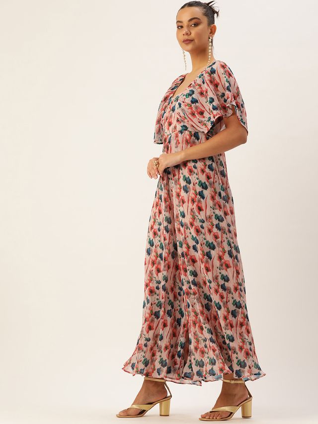 Bollywood Vogue Ready To Wear Multicoloured Pleated Georgette Jumpsuit