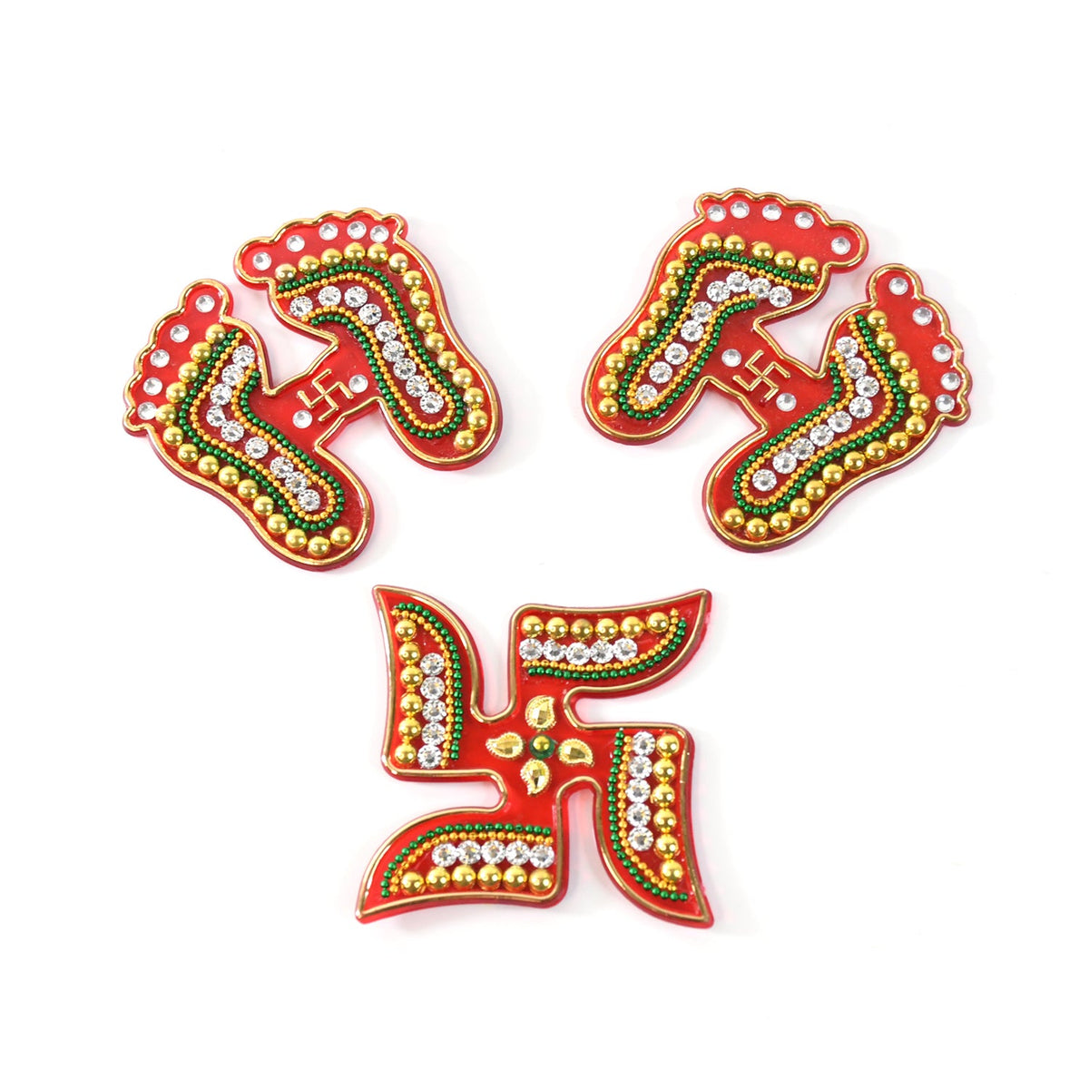 Decorative Laxmi Charan (Pagla) Swastik Combo Set (3pc Set) HP DD