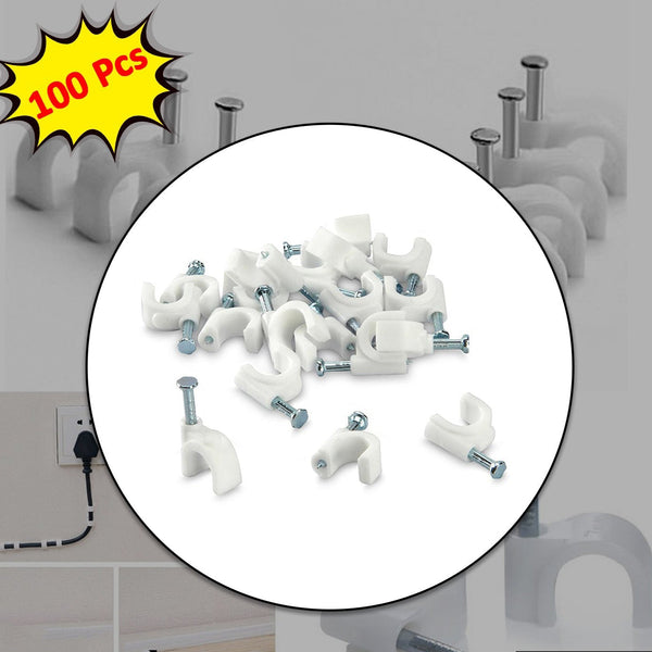 100 Pc 6 Mm Cable Clip Used In All Kinds Of Wires To Make Them Stuck And Holded In Walls Etc. HP DD